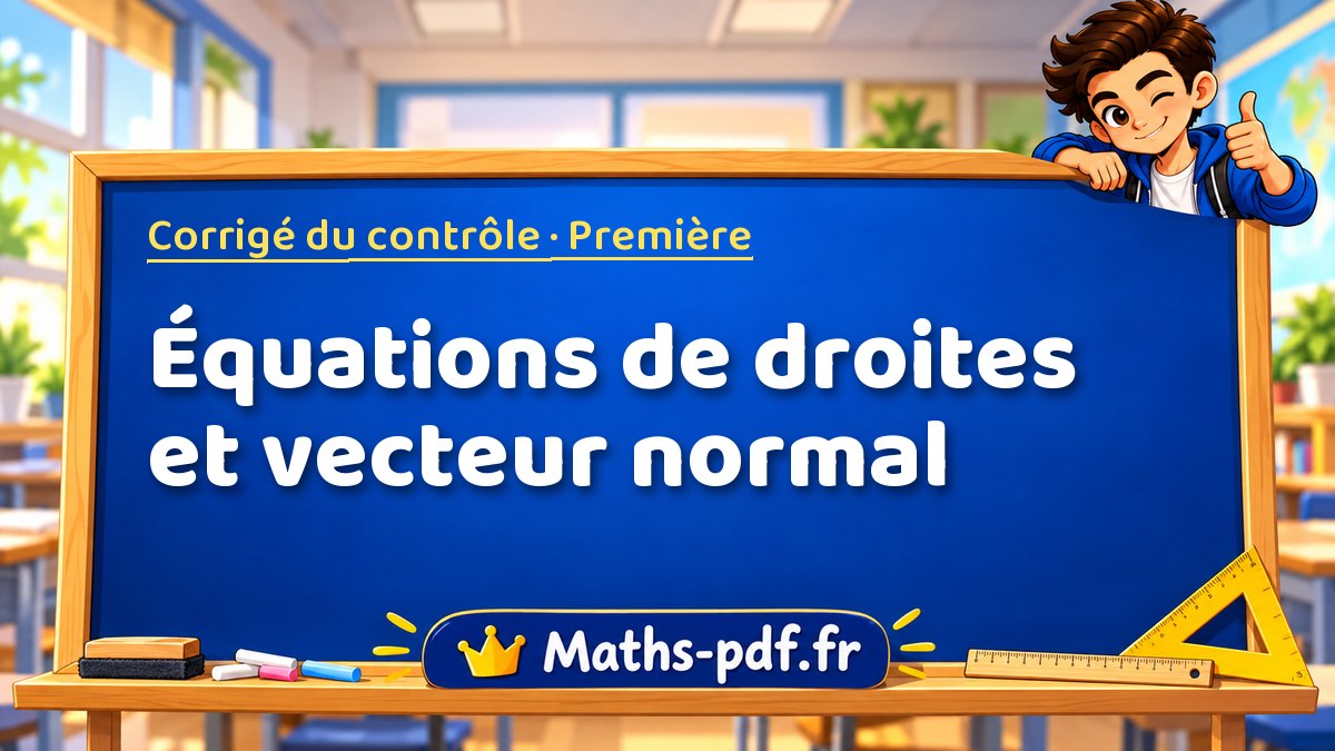 Équations de droites et vecteur normal – Corrigé de contrôle de maths niveau Première sur Maths-pdf.fr