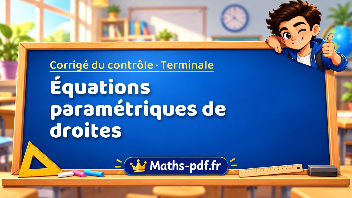 Équations paramétriques de droites – Corrigé de contrôle de maths niveau Terminale sur Maths-pdf.fr