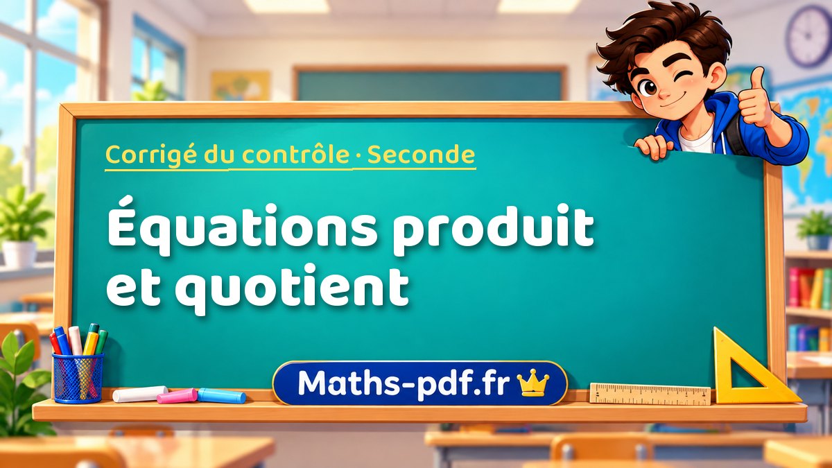 Équations produit et quotient – Corrigé de contrôle de maths niveau Seconde sur Maths-pdf.fr