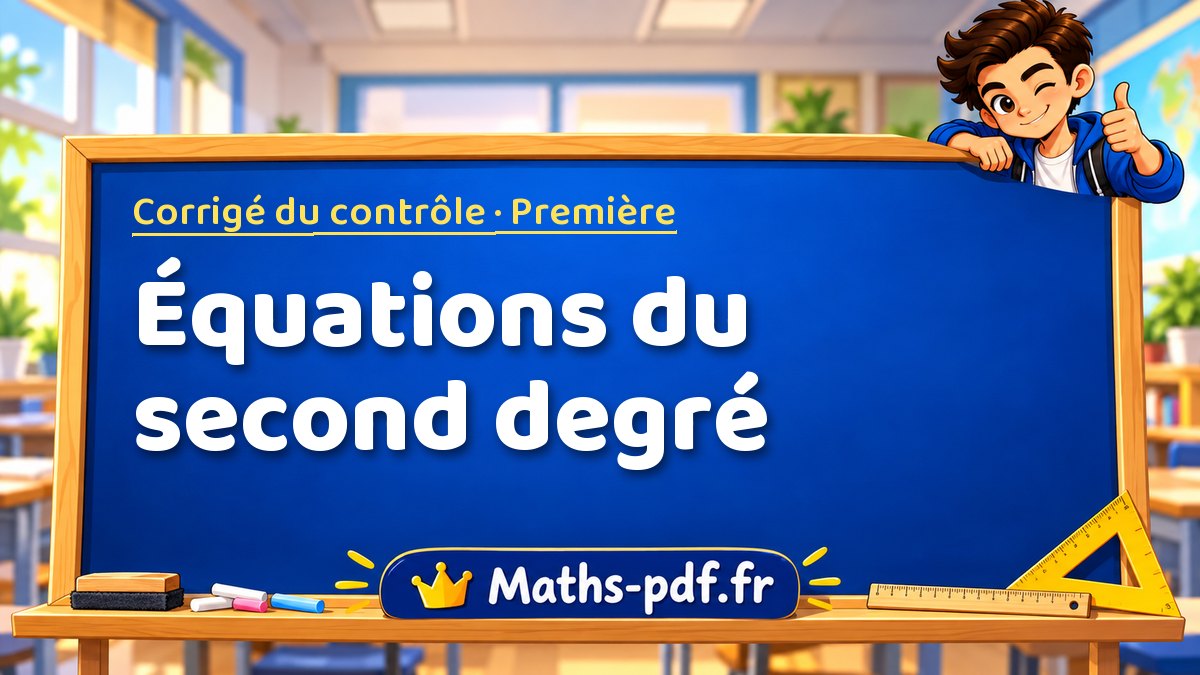 Équations du second degré – Corrigé de contrôle de maths niveau Première sur Maths-pdf.fr