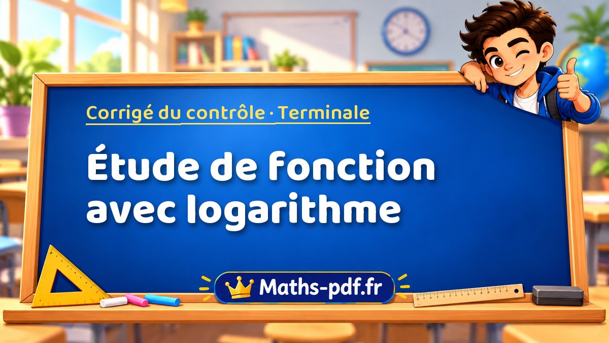 Étude de fonction avec logarithme – Corrigé de contrôle de maths niveau Terminale sur Maths-pdf.fr