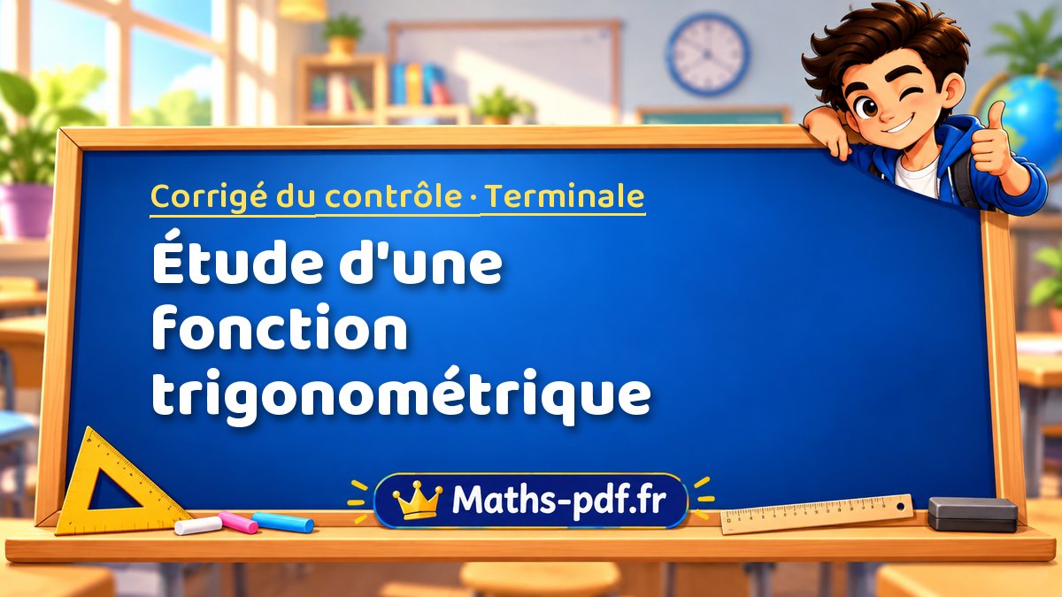 Étude d'une fonction trigonométrique – Corrigé de contrôle de maths niveau Terminale sur Maths-pdf.fr
