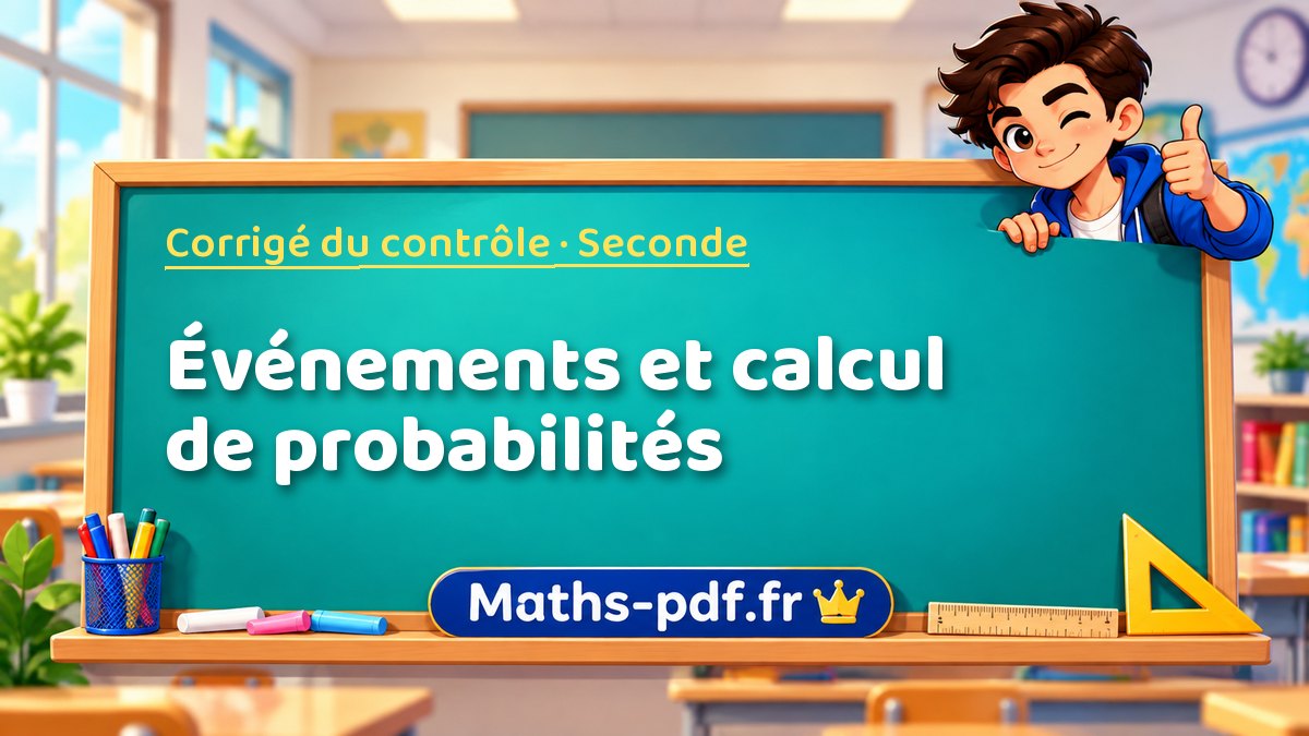 Événements et calcul de probabilités – Corrigé de contrôle de maths niveau Seconde sur Maths-pdf.fr
