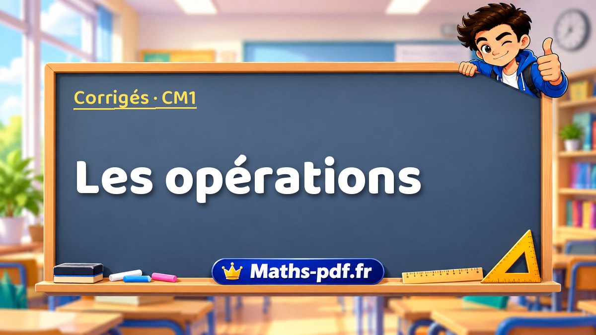 Les opérations – Corrigé d'exercices de maths niveau CM1 sur Maths-pdf.fr