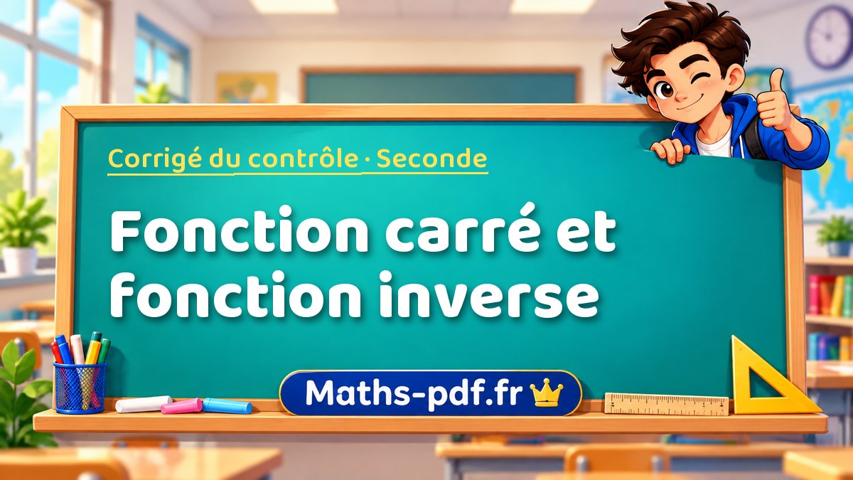 Fonction carré et fonction inverse – Corrigé de contrôle de maths niveau Seconde sur Maths-pdf.fr