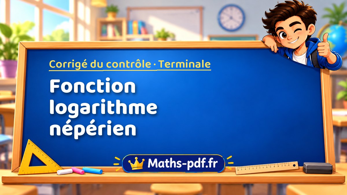 Fonction logarithme népérien – Corrigé de contrôle de maths niveau Terminale sur Maths-pdf.fr