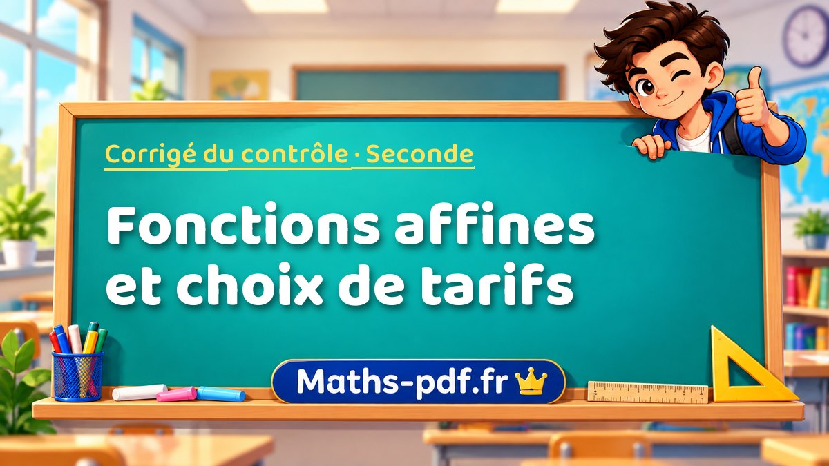Fonctions affines et choix de tarifs – Corrigé de contrôle de maths niveau Seconde sur Maths-pdf.fr