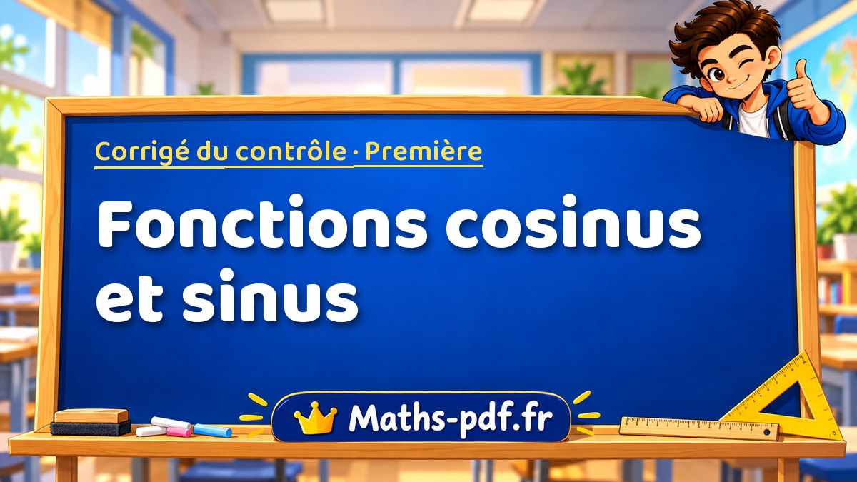 Fonctions cosinus et sinus – Corrigé de contrôle de maths niveau Première sur Maths-pdf.fr