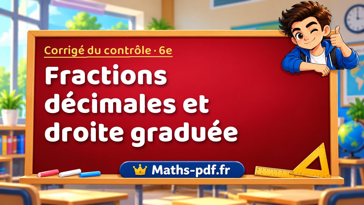 Fractions décimales et droite graduée – Corrigé de contrôle de maths niveau 6e sur Maths-pdf.fr