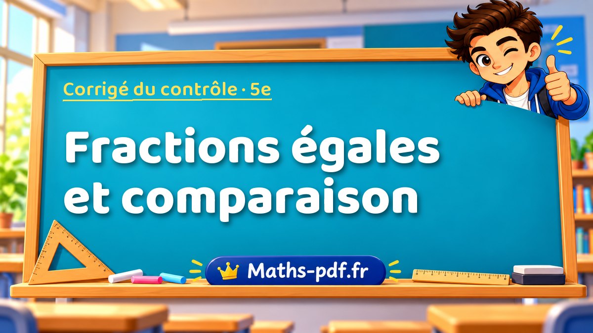 Fractions égales et comparaison – Corrigé de contrôle de maths niveau 5e sur Maths-pdf.fr