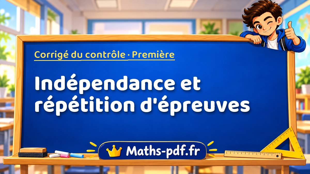 Indépendance et répétition d'épreuves – Corrigé de contrôle de maths niveau Première sur Maths-pdf.fr