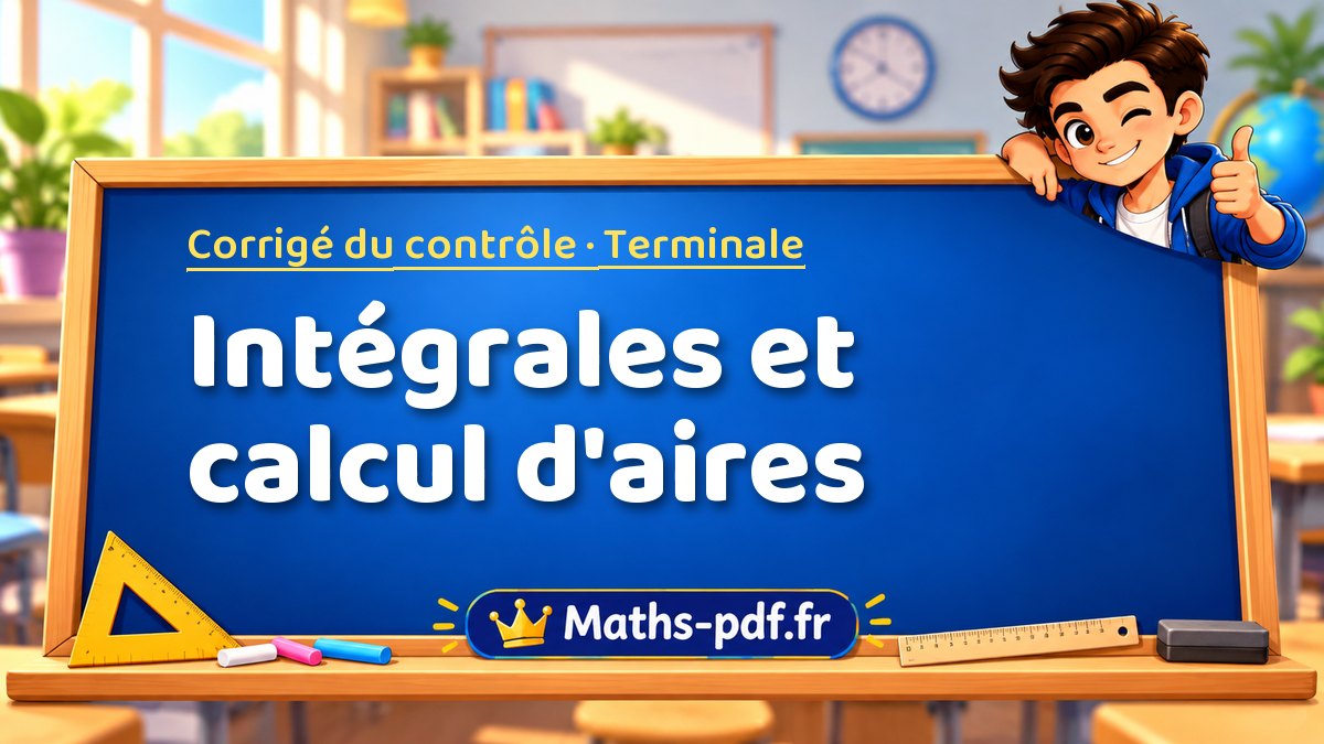 Intégrales et calcul d'aires – Corrigé de contrôle de maths niveau Terminale sur Maths-pdf.fr