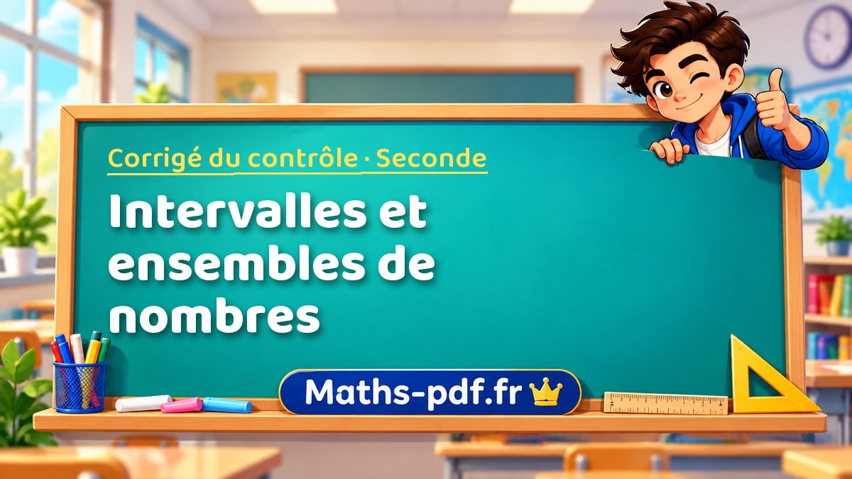 Intervalles et ensembles de nombres – Corrigé de contrôle de maths niveau Seconde sur Maths-pdf.fr