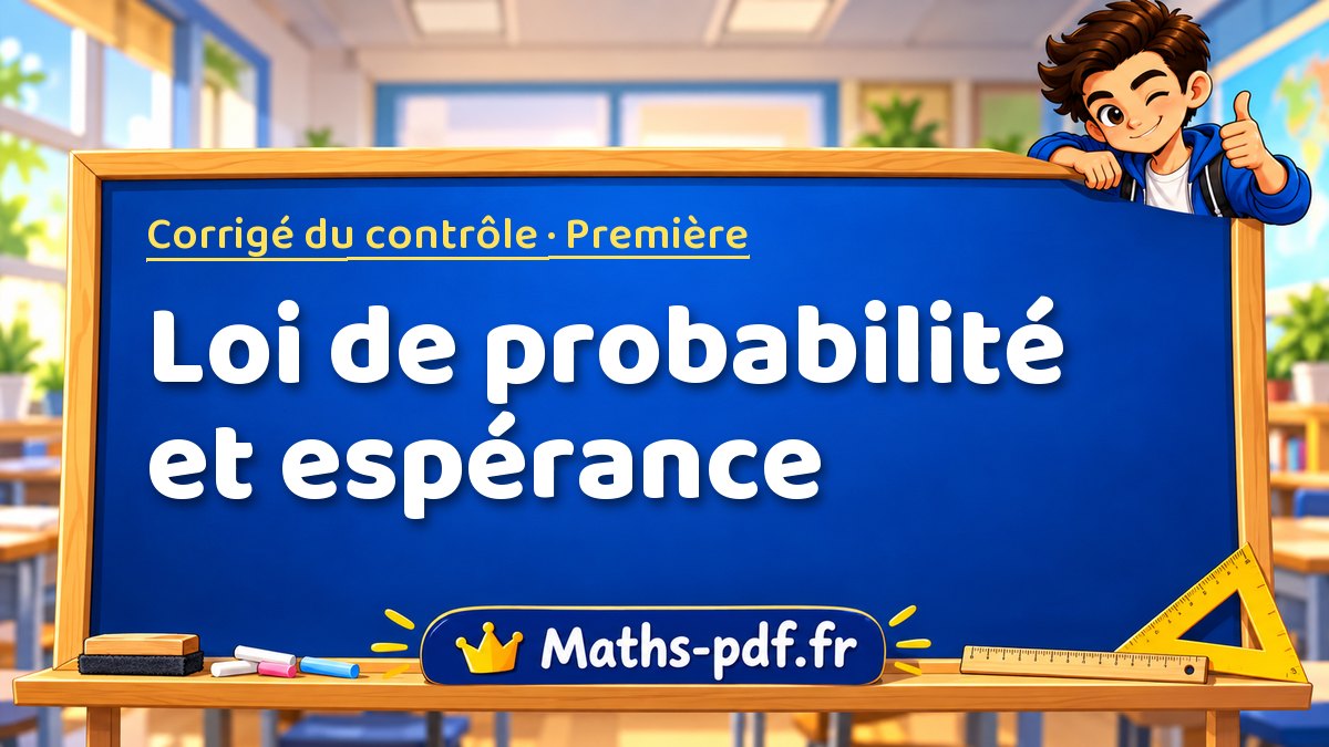 Loi de probabilité et espérance – Corrigé de contrôle de maths niveau Première sur Maths-pdf.fr