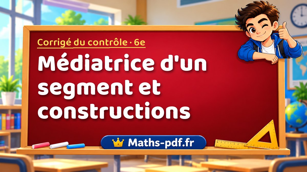 Médiatrice d'un segment et constructions – Corrigé de contrôle de maths niveau 6e sur Maths-pdf.fr