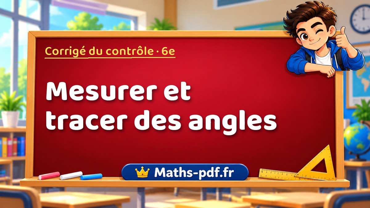 Mesurer et tracer des angles – Corrigé de contrôle de maths niveau 6e sur Maths-pdf.fr