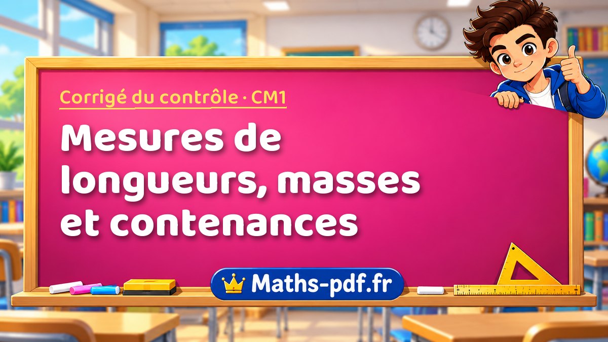 Mesures de longueurs, masses et contenances – Corrigé de contrôle de maths niveau CM1 sur Maths-pdf.fr
