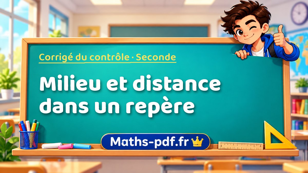 Milieu et distance dans un repère – Corrigé de contrôle de maths niveau Seconde sur Maths-pdf.fr