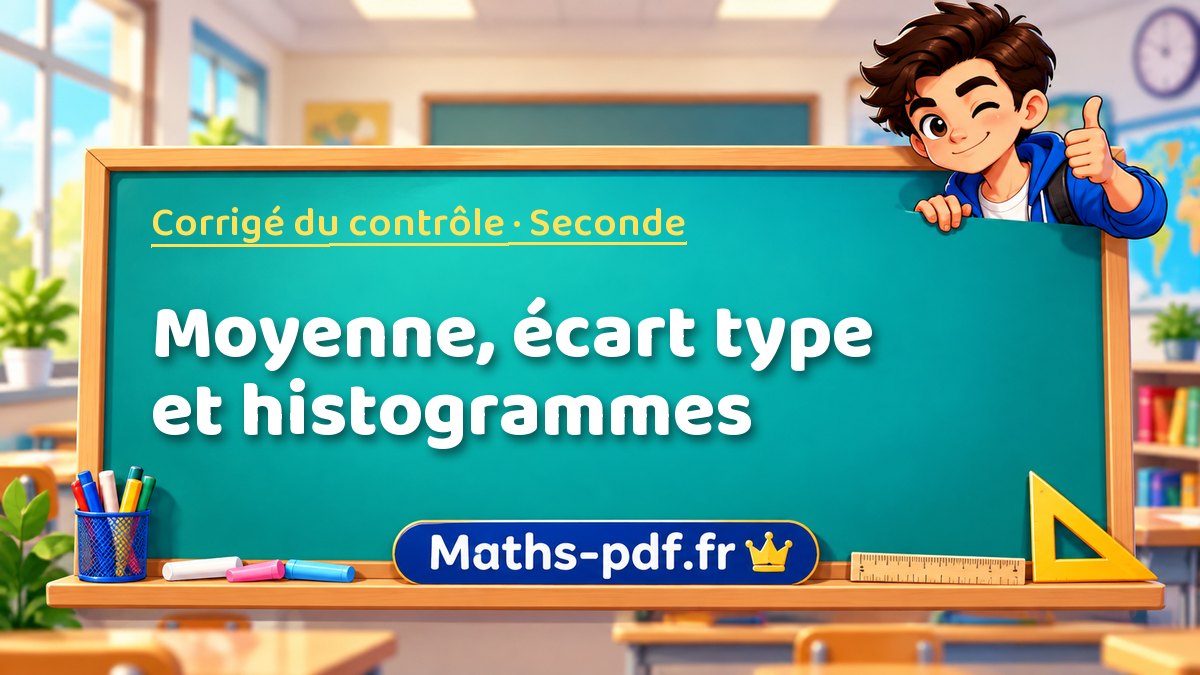 Moyenne, écart type et histogrammes – Corrigé de contrôle de maths niveau Seconde sur Maths-pdf.fr