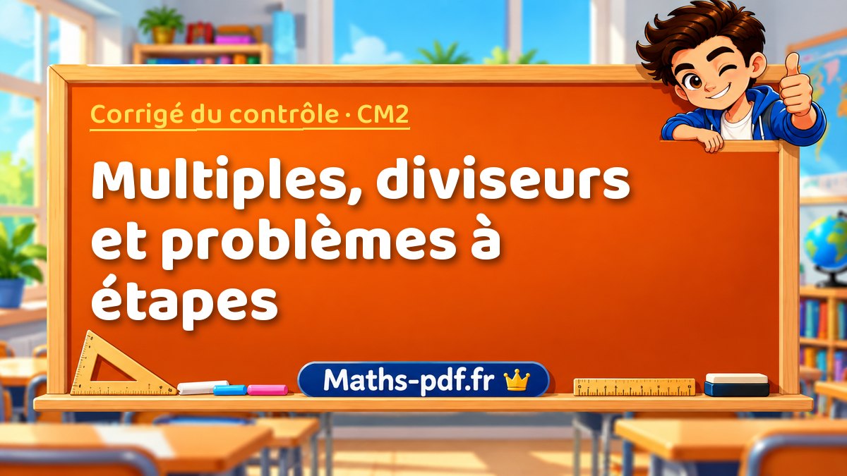 Multiples, diviseurs et problèmes à étapes – Corrigé de contrôle de maths niveau CM2 sur Maths-pdf.fr