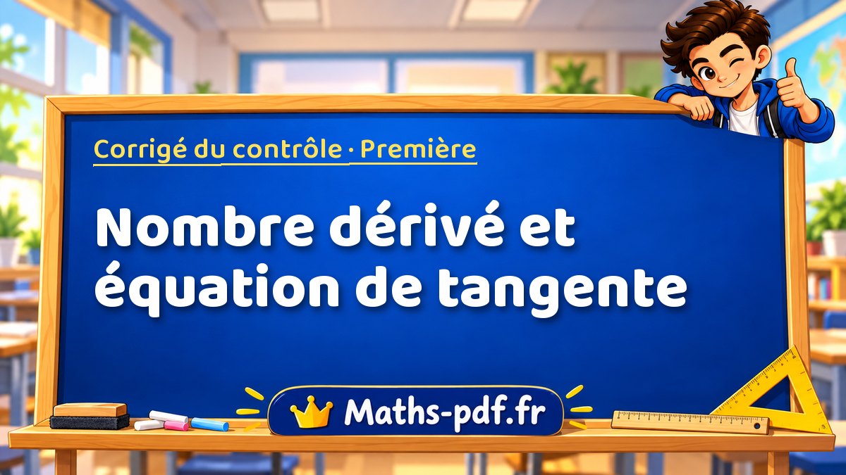 Nombre dérivé et équation de tangente – Corrigé de contrôle de maths niveau Première sur Maths-pdf.fr