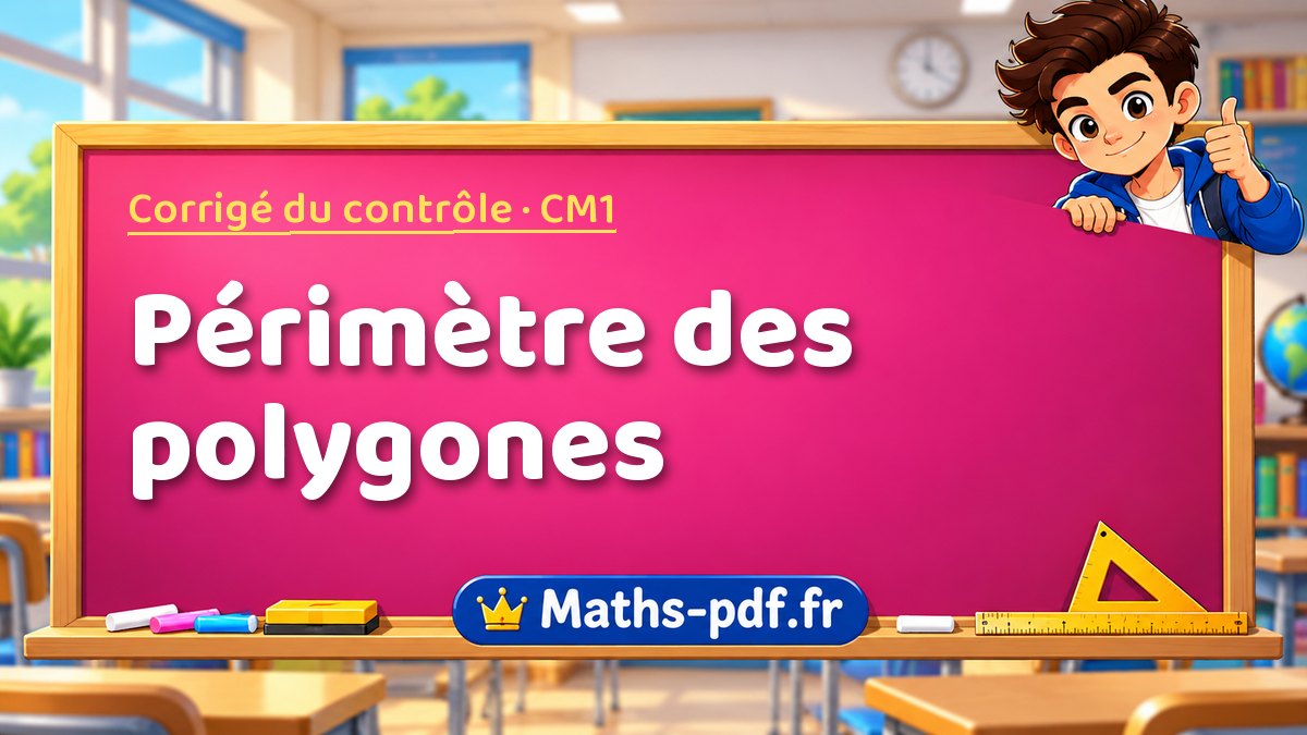 Périmètre des polygones – Corrigé de contrôle de maths niveau CM1 sur Maths-pdf.fr