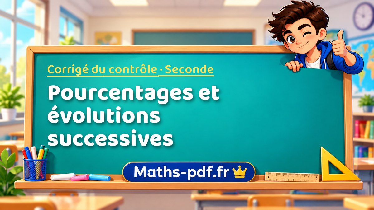 Pourcentages et évolutions successives – Corrigé de contrôle de maths niveau Seconde sur Maths-pdf.fr