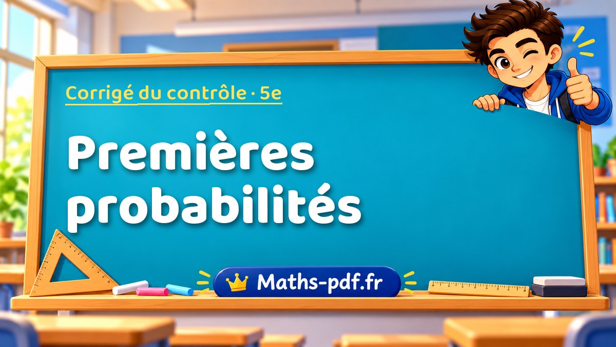 Premières probabilités – Corrigé de contrôle de maths niveau 5e sur Maths-pdf.fr