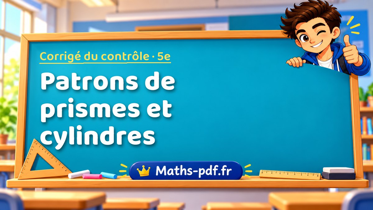 Patrons de prismes et cylindres – Corrigé de contrôle de maths niveau 5e sur Maths-pdf.fr