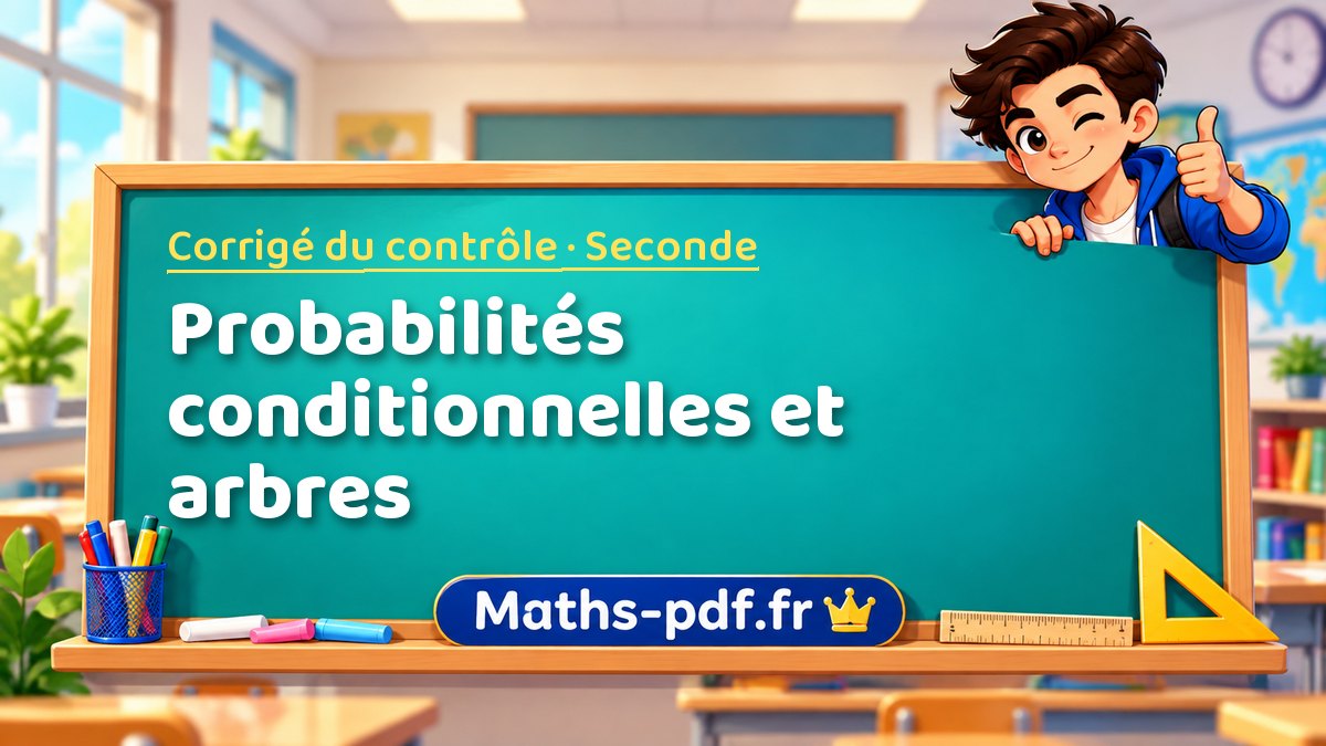 Probabilités conditionnelles et arbres – Corrigé de contrôle de maths niveau Seconde sur Maths-pdf.fr