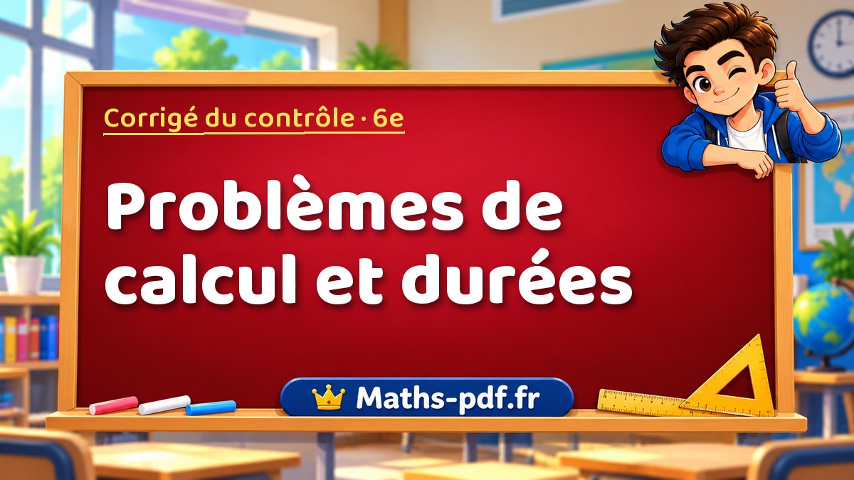 Problèmes de calcul et durées – Corrigé de contrôle de maths niveau 6e sur Maths-pdf.fr