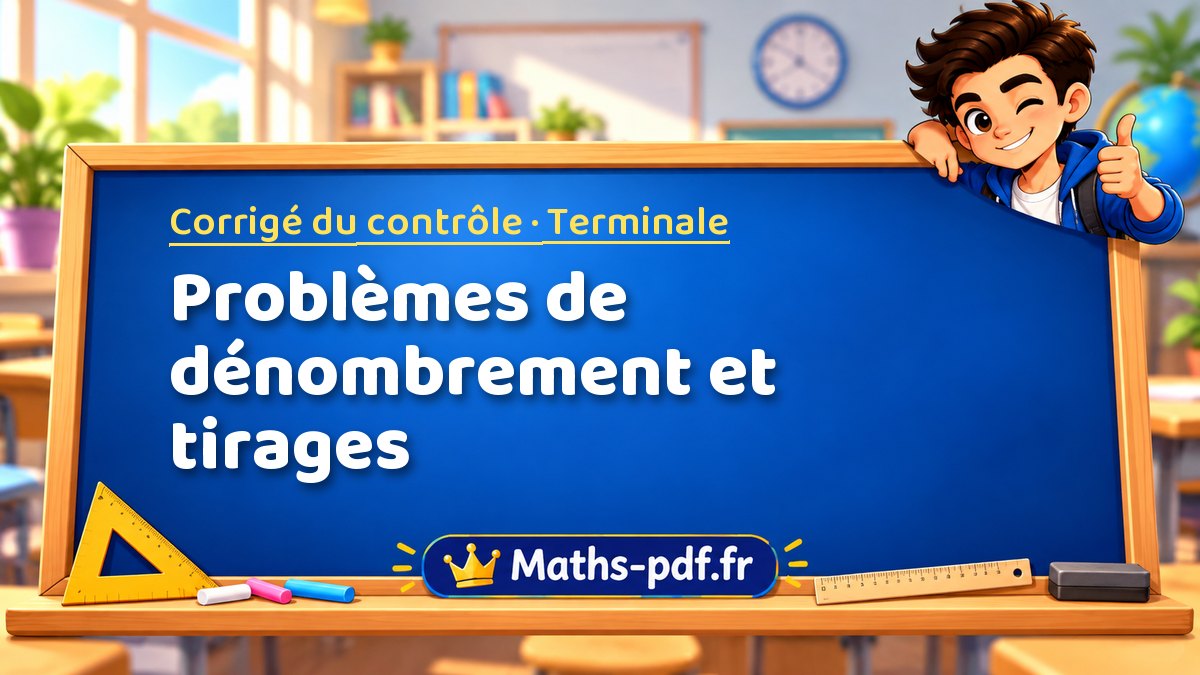 Problèmes de dénombrement et tirages – Corrigé de contrôle de maths niveau Terminale sur Maths-pdf.fr