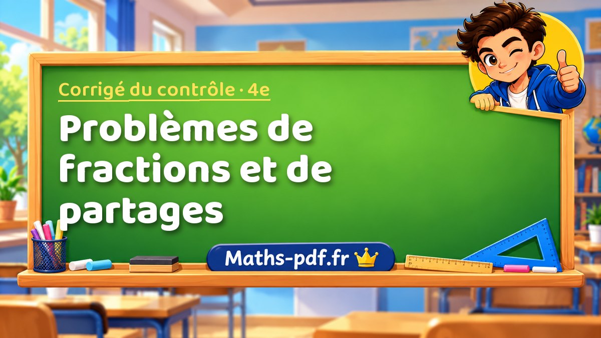 Problèmes de fractions et de partages – Corrigé de contrôle de maths niveau 4e sur Maths-pdf.fr