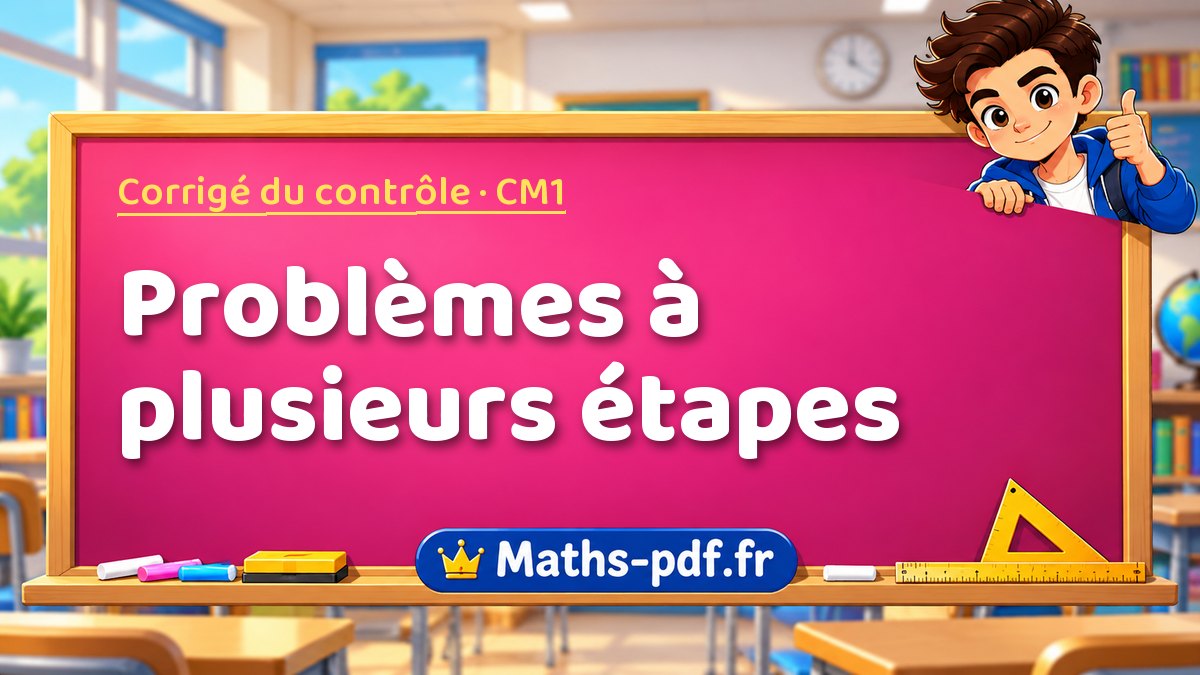 Problèmes à plusieurs étapes – Corrigé de contrôle de maths niveau CM1 sur Maths-pdf.fr