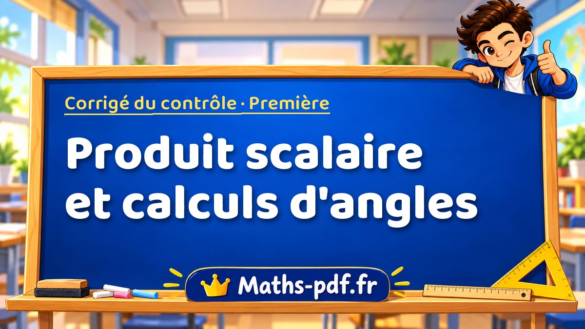 Produit scalaire et calculs d'angles – Corrigé de contrôle de maths niveau Première sur Maths-pdf.fr