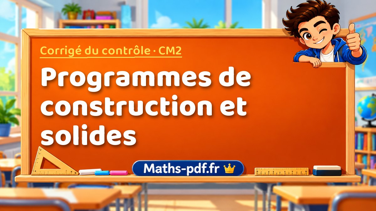 Programmes de construction et solides – Corrigé de contrôle de maths niveau CM2 sur Maths-pdf.fr