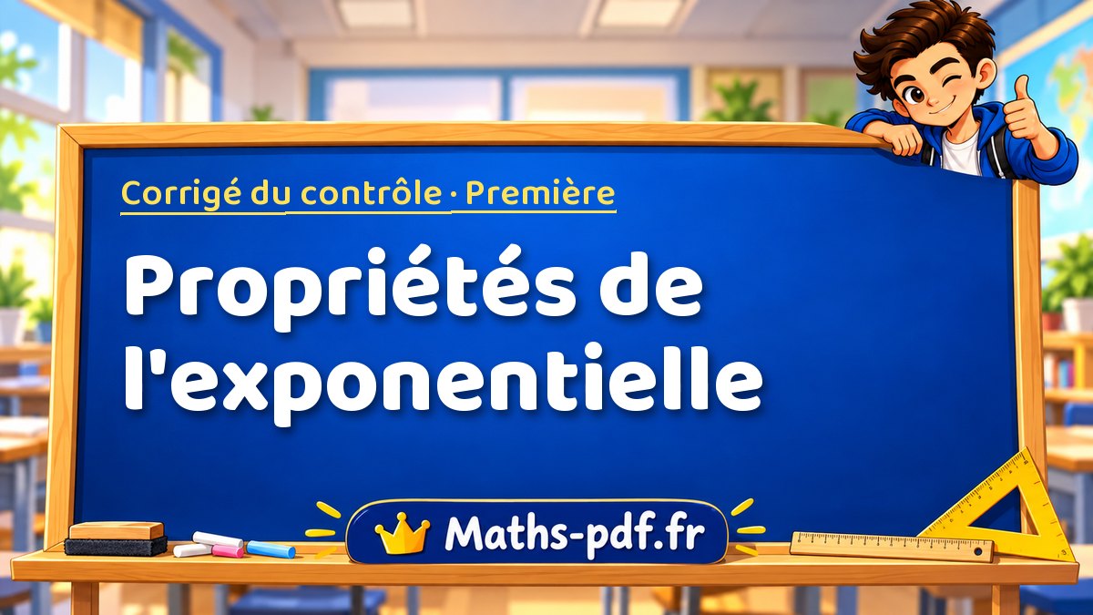 Propriétés de l'exponentielle – Corrigé de contrôle de maths niveau Première sur Maths-pdf.fr