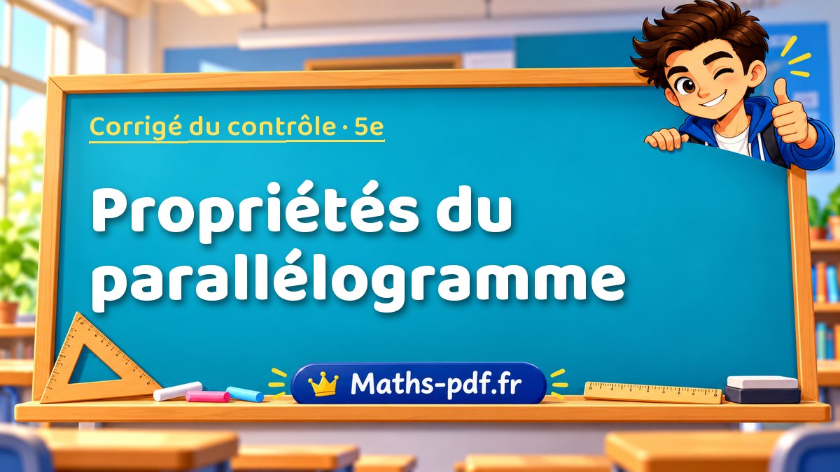 Propriétés du parallélogramme – Corrigé de contrôle de maths niveau 5e sur Maths-pdf.fr