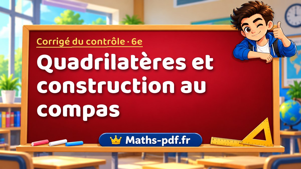 Quadrilatères et construction au compas – Corrigé de contrôle de maths niveau 6e sur Maths-pdf.fr