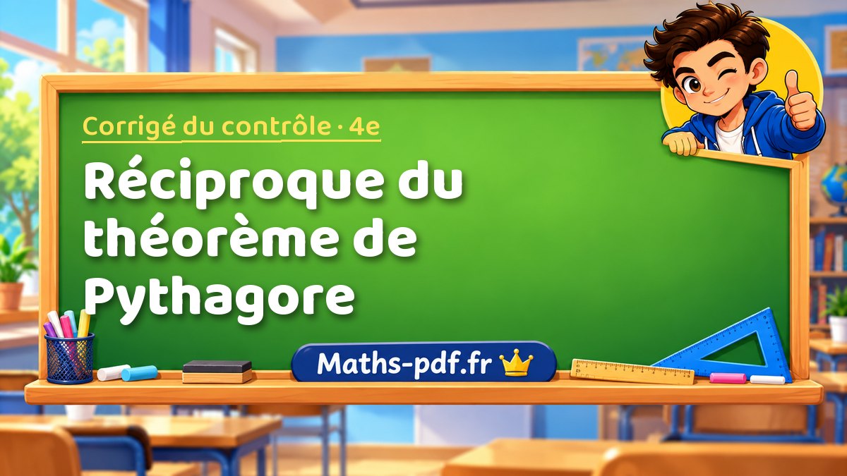 Réciproque du théorème de Pythagore – Corrigé de contrôle de maths niveau 4e sur Maths-pdf.fr