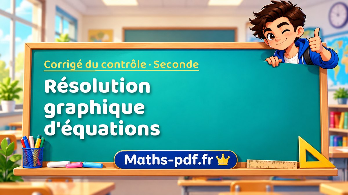 Résolution graphique d'équations – Corrigé de contrôle de maths niveau Seconde sur Maths-pdf.fr