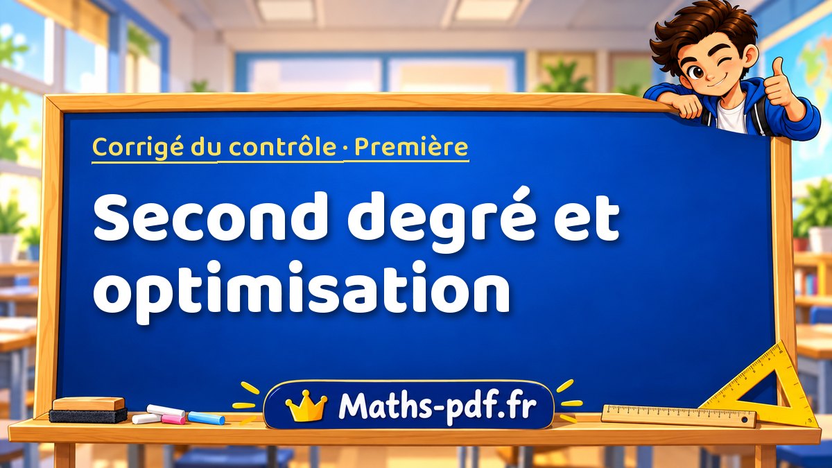 Second degré et optimisation – Corrigé de contrôle de maths niveau Première sur Maths-pdf.fr