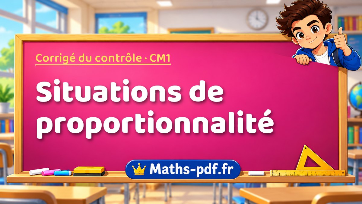 Situations de proportionnalité – Corrigé de contrôle de maths niveau CM1 sur Maths-pdf.fr
