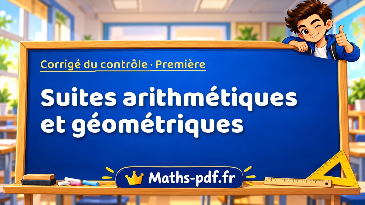 Suites arithmétiques et géométriques – Corrigé de contrôle de maths niveau Première sur Maths-pdf.fr