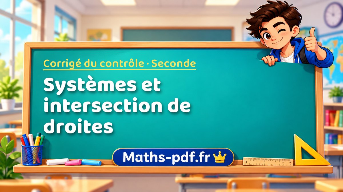 Systèmes et intersection de droites – Corrigé de contrôle de maths niveau Seconde sur Maths-pdf.fr