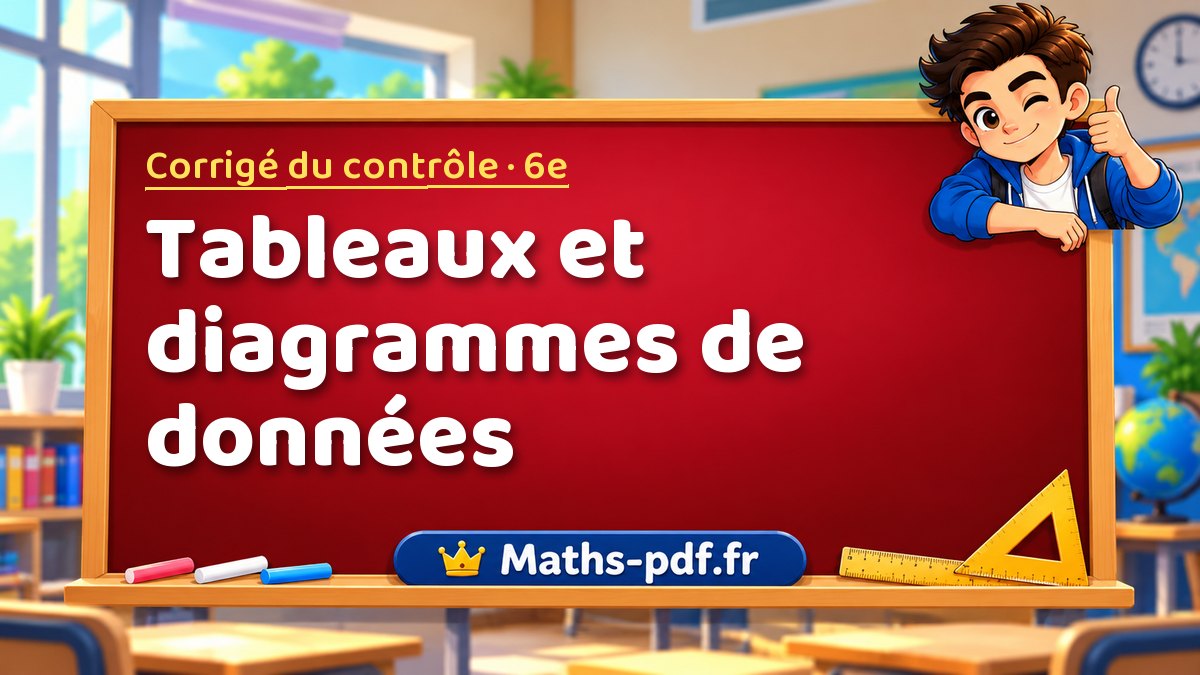 Tableaux et diagrammes de données – Corrigé de contrôle de maths niveau 6e sur Maths-pdf.fr