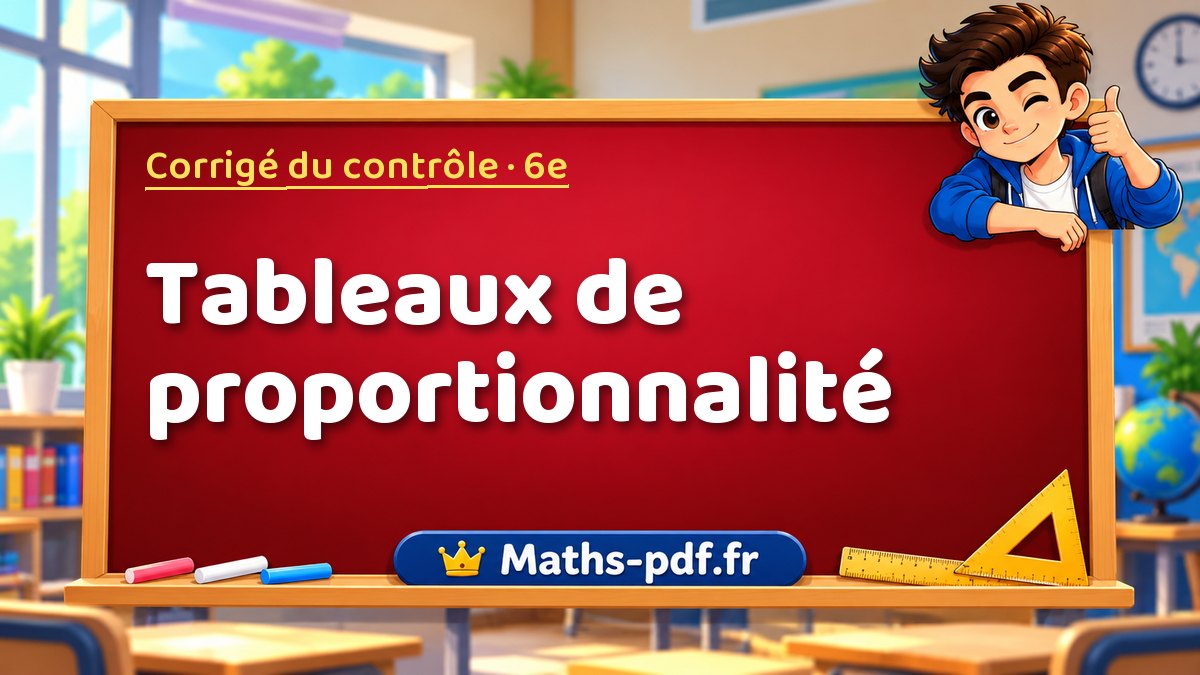 Tableaux de proportionnalité – Corrigé de contrôle de maths niveau 6e sur Maths-pdf.fr