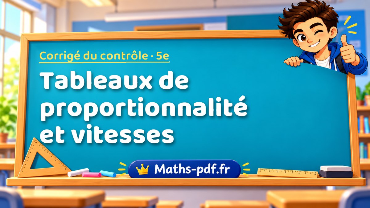 Tableaux de proportionnalité et vitesses – Corrigé de contrôle de maths niveau 5e sur Maths-pdf.fr