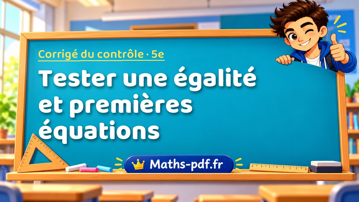 Tester une égalité et premières équations – Corrigé de contrôle de maths niveau 5e sur Maths-pdf.fr