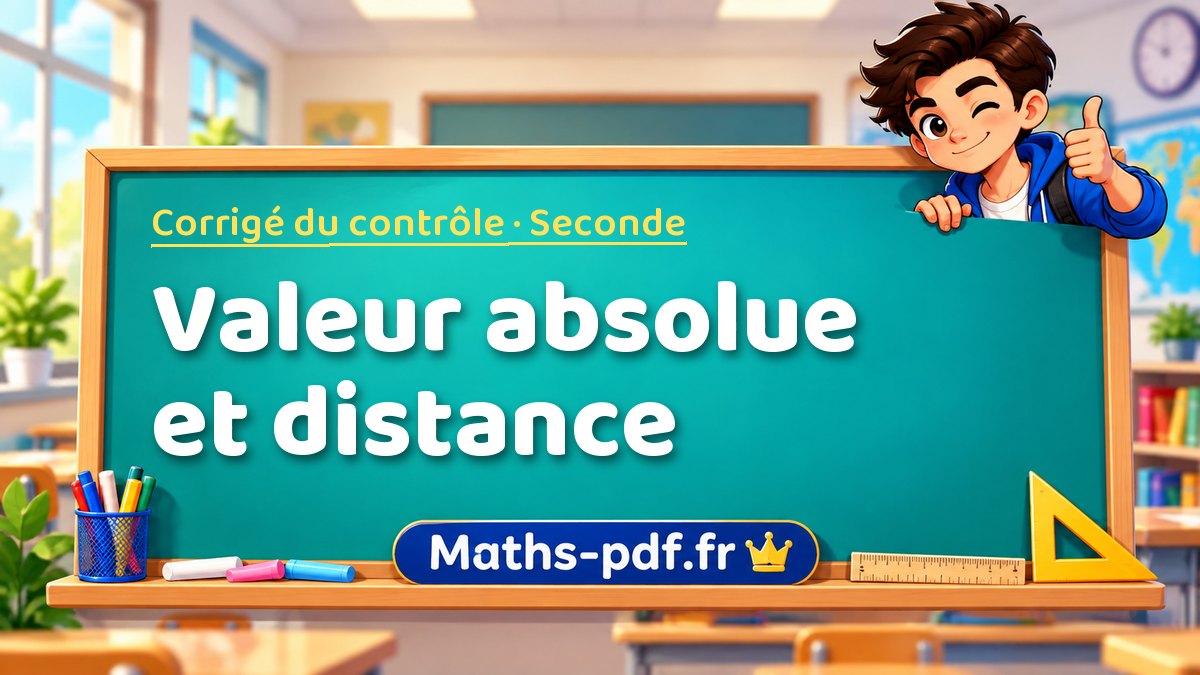 Valeur absolue et distance – Corrigé de contrôle de maths niveau Seconde sur Maths-pdf.fr